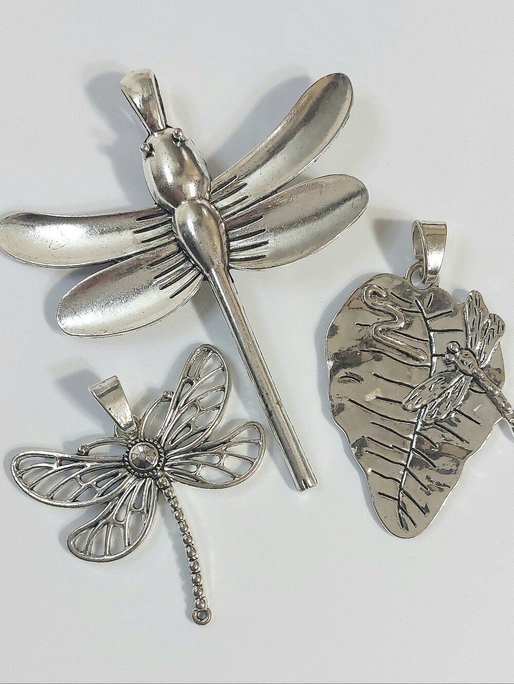 Dragonfly Necklace Pendant Trio - Womens Jewelry